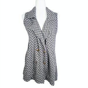 Mike Gonzales Black Grey Nautical Herringbone Long Vest